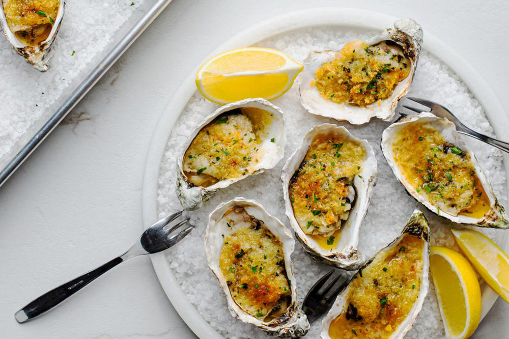 herb and butter baked oysters