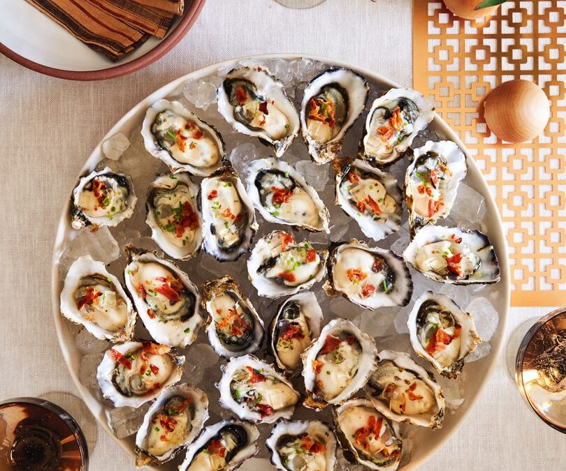 Mahurangi oysters, sherry jelly and pancetta crumbs