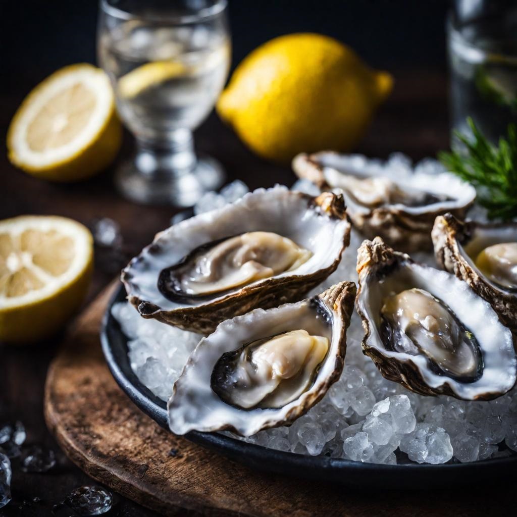 fresh oysters and gin